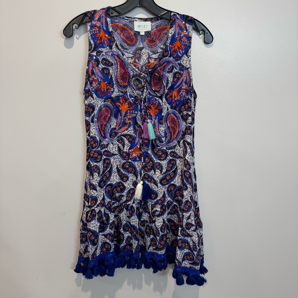 taj by Sabrina crippa paisley tassel dress size‎ small